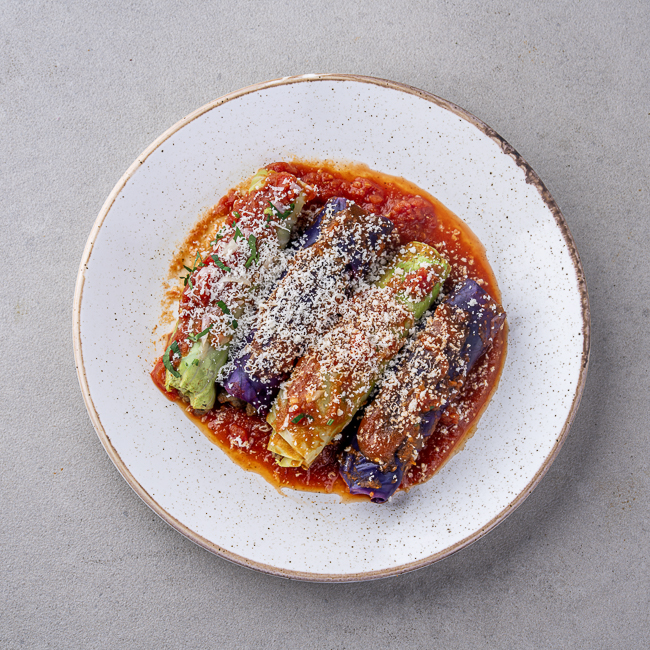 Beef & Cabbage Roll with Freshly Pressed Tomato Sauce